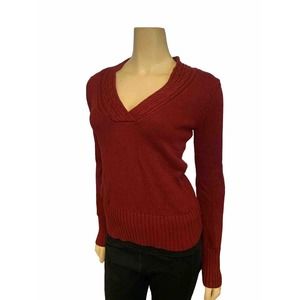 CONVERSE ONE STAR Red Women’s Knitted Sweater Sz S V-Neck Long Sleeve